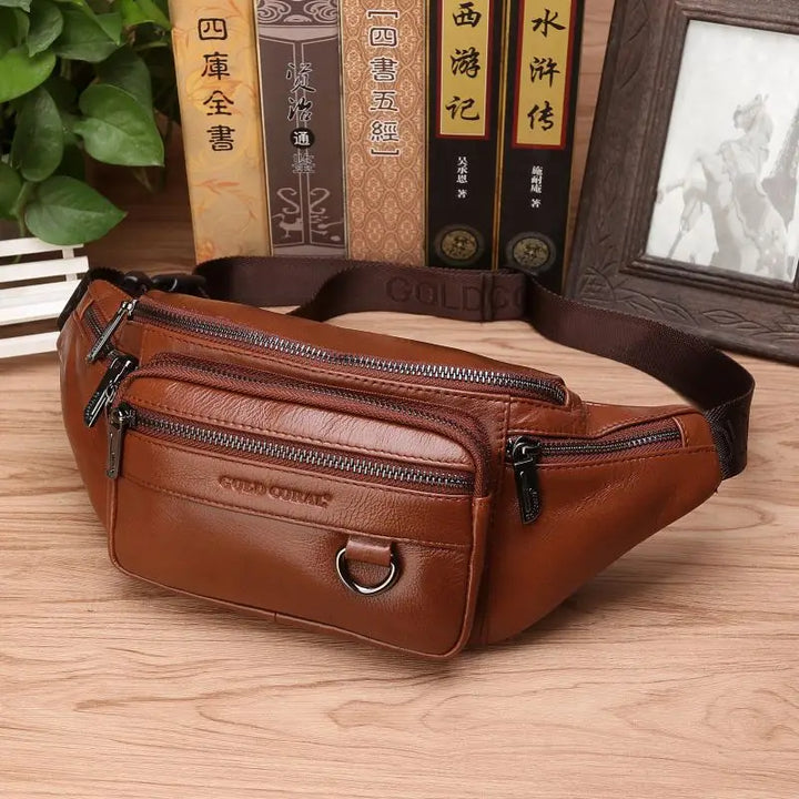Stornfield | Genuine Cowhide Leather Waist Bag for Men – Large Capacity Fanny Pack, Belt & Crossbody Travel Bag