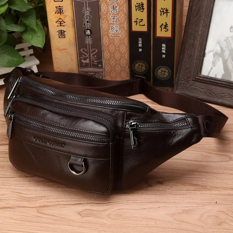 Stornfield | Genuine Cowhide Leather Waist Bag for Men – Large Capacity Fanny Pack, Belt & Crossbody Travel Bag