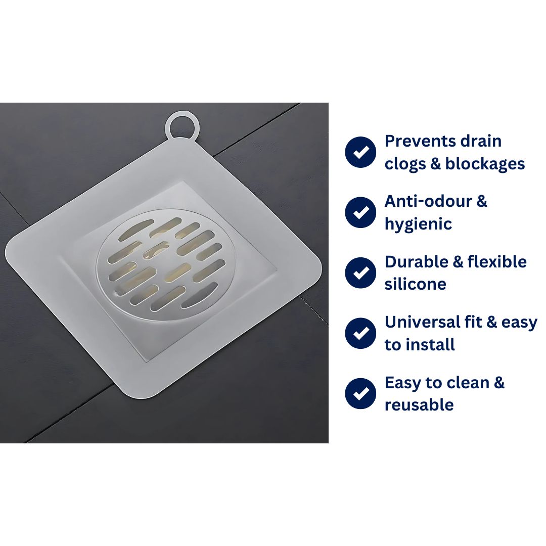 EcoFlow Silicone Shower Drain Cover | Odor-Absorbing Mat - Traps Hair and Debris - Prevents Shower Clogs
