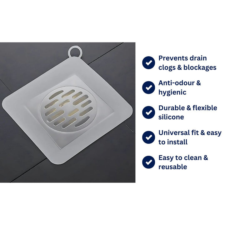 EcoFlow Silicone Shower Drain Cover | Odor-Absorbing Mat - Traps Hair and Debris - Prevents Shower Clogs