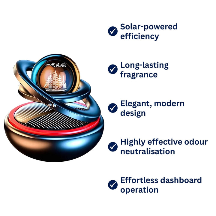 EcoFresh | Solar Car Air Freshener – Odor Eliminator – Continuous Fragrance – Stylish Dashboard Design – No Batteries Required Stornfield