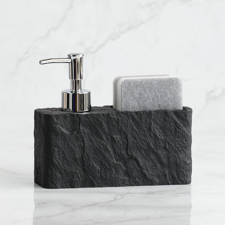 Soap Dispenser with Sponge – Imitation Black Rock Design | Stornfield