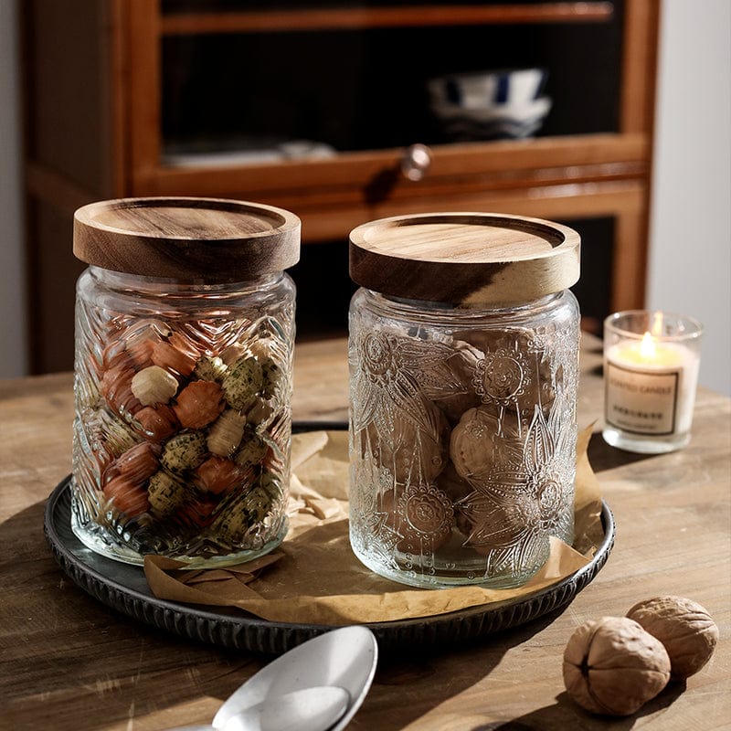 Embossed Flower Glass Container Stornfield