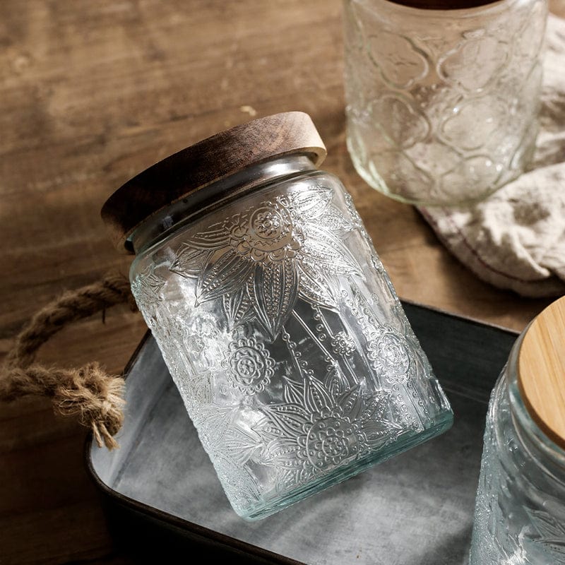 Embossed Flower Glass Container Stornfield