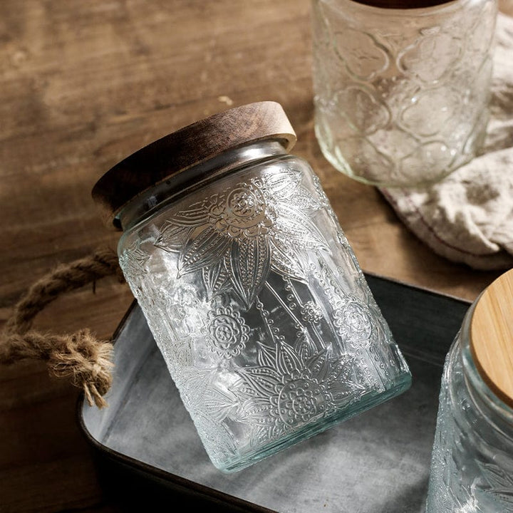 Embossed Flower Glass Container Stornfield