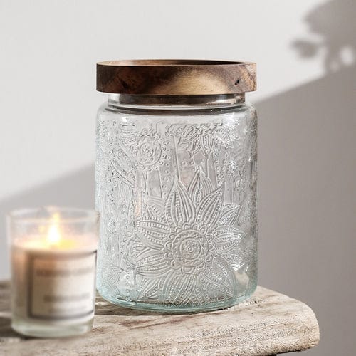 Embossed Flower Glass Container Stornfield