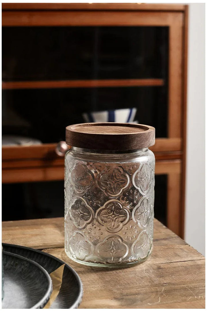 Embossed Flower Glass Container Stornfield