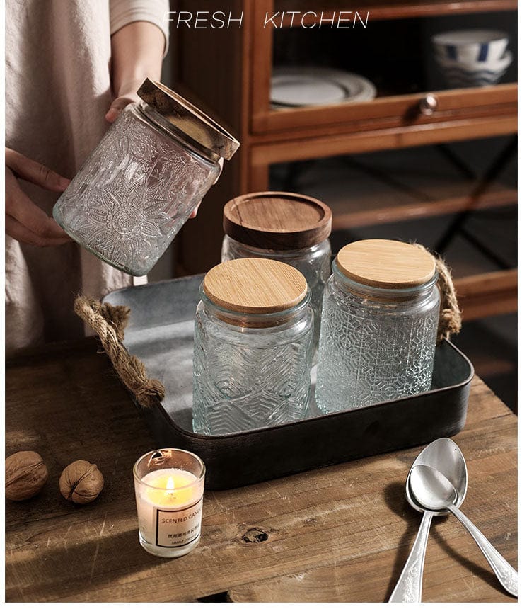 Embossed Flower Glass Container Stornfield