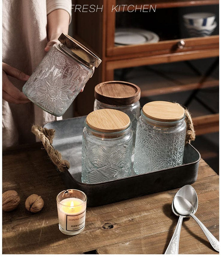 Embossed Flower Glass Container Stornfield