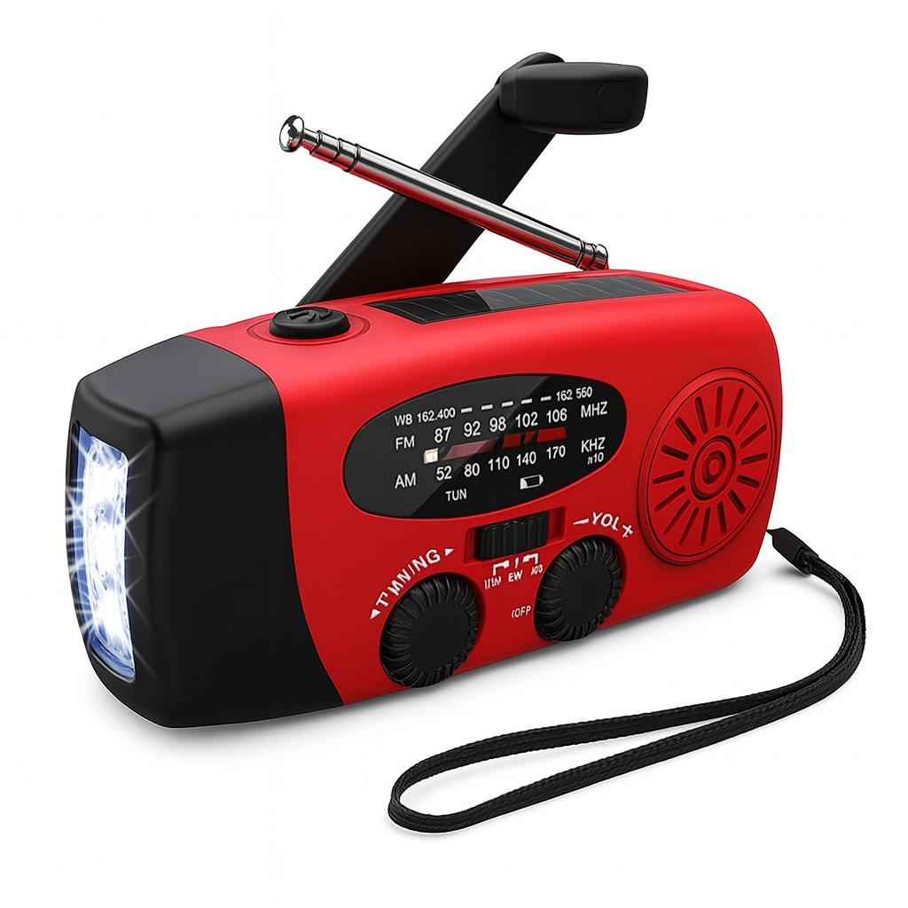 CrisisReady Handcrank Emergency Radio – AM/FM Radio with Power Bank, Flashlight & USB-C Charging | Stornfield