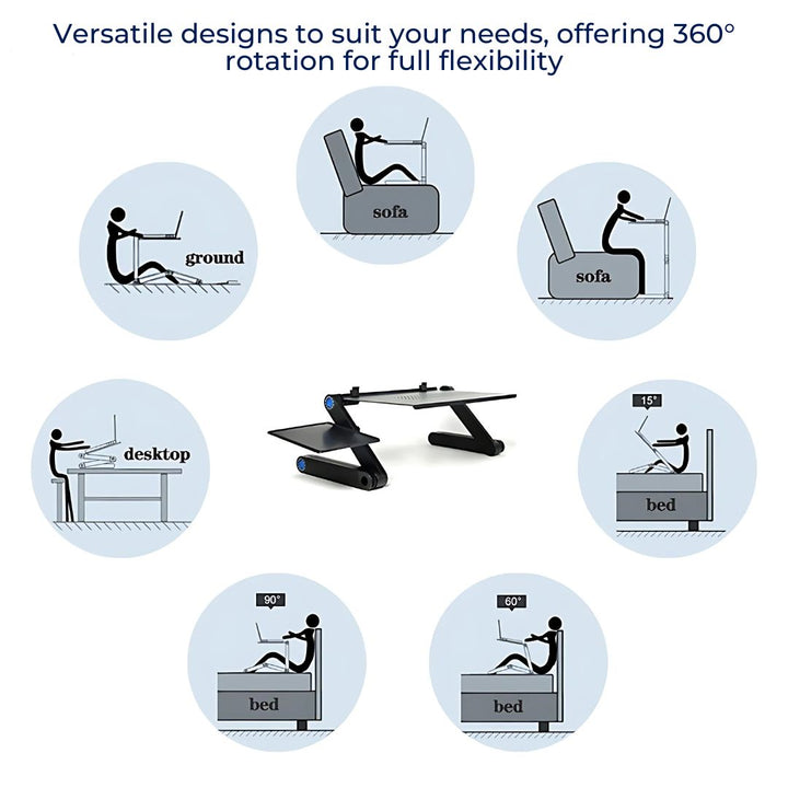 ErgoElevate Adjustable Laptop Stand | for Bed - Sofa - Desk - Cooling Function for Comfort and Productivity Stornfield