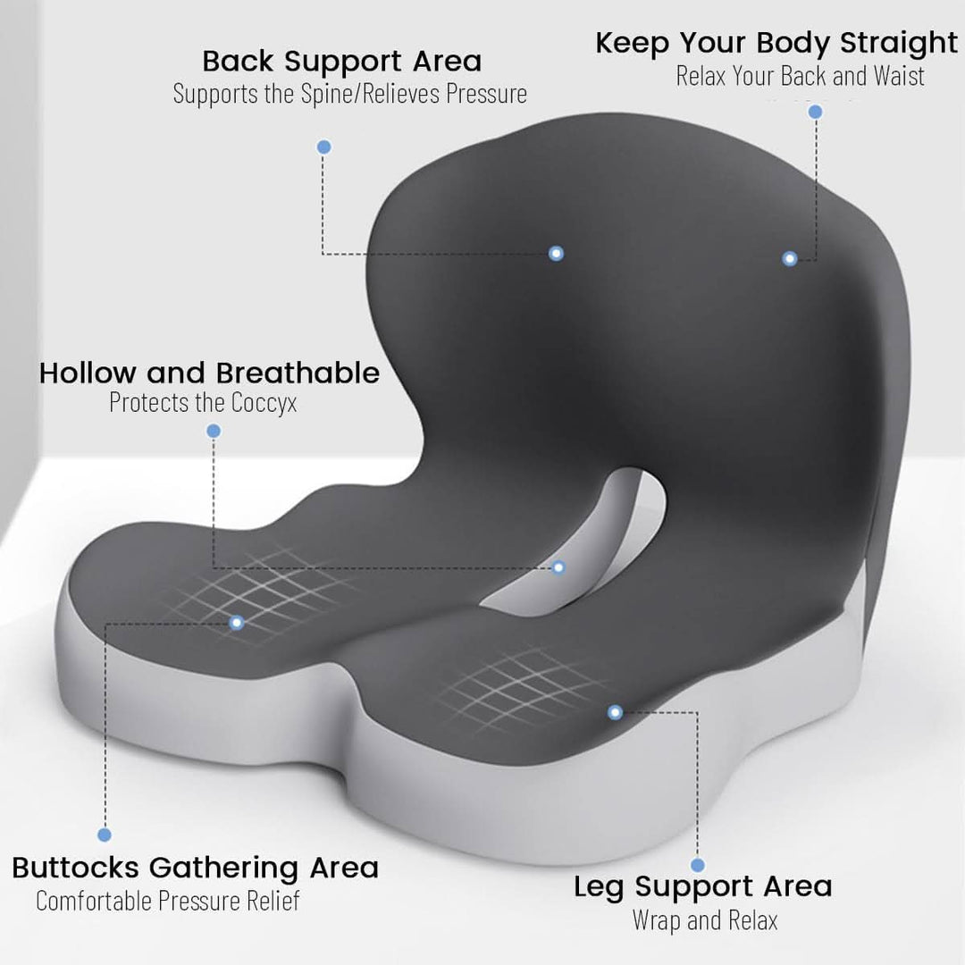 Stornfield | ErgoComfort Seat Cushion – Ergonomic Memory Foam Cushion for Back Support and Comfort