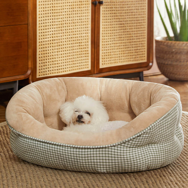 Extra Heightened Warm Surround Plaid Pet Bed Ultra Plush Non Slip | Stornfield