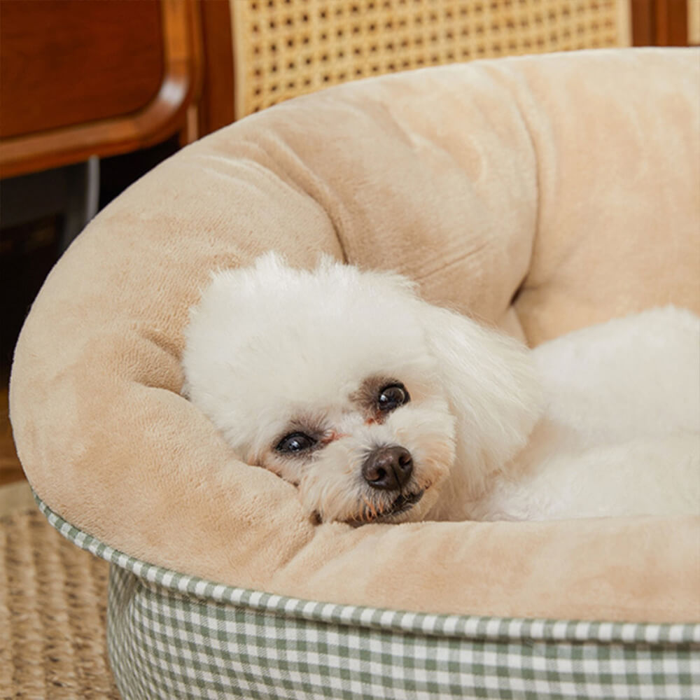 Extra Heightened Warm Surround Plaid Pet Bed Ultra Plush Non Slip | Stornfield
