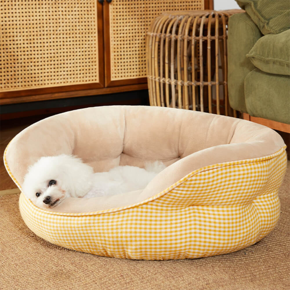 Extra Heightened Warm Surround Plaid Pet Bed Ultra Plush Non Slip | Stornfield