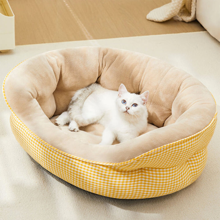 Extra Heightened Warm Surround Plaid Pet Bed Ultra Plush Non Slip | Stornfield