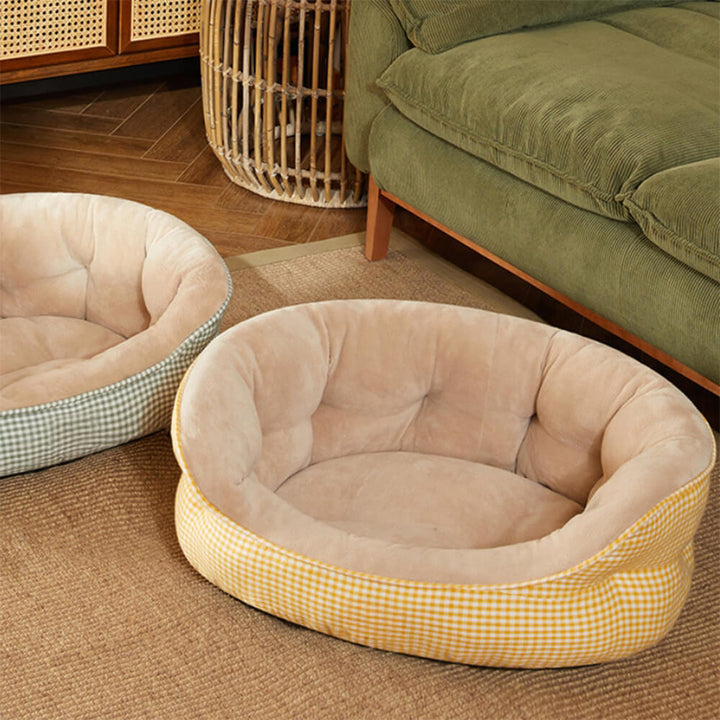 Extra Heightened Warm Surround Plaid Pet Bed Ultra Plush Non Slip | Stornfield