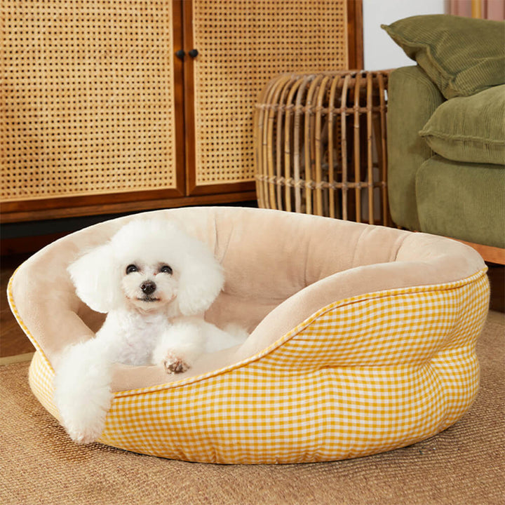 Extra Heightened Warm Surround Plaid Pet Bed Ultra Plush Non Slip | Stornfield