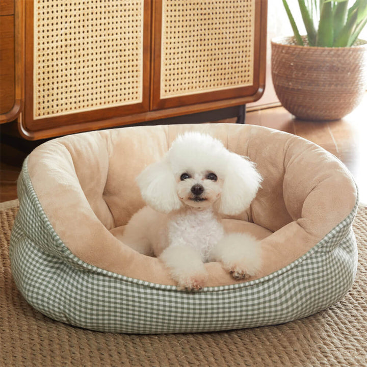 Extra Heightened Warm Surround Plaid Pet Bed Ultra Plush Non Slip | Stornfield