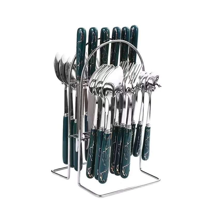Stornfield | 24-Piece Cutlery Set with Green Handle