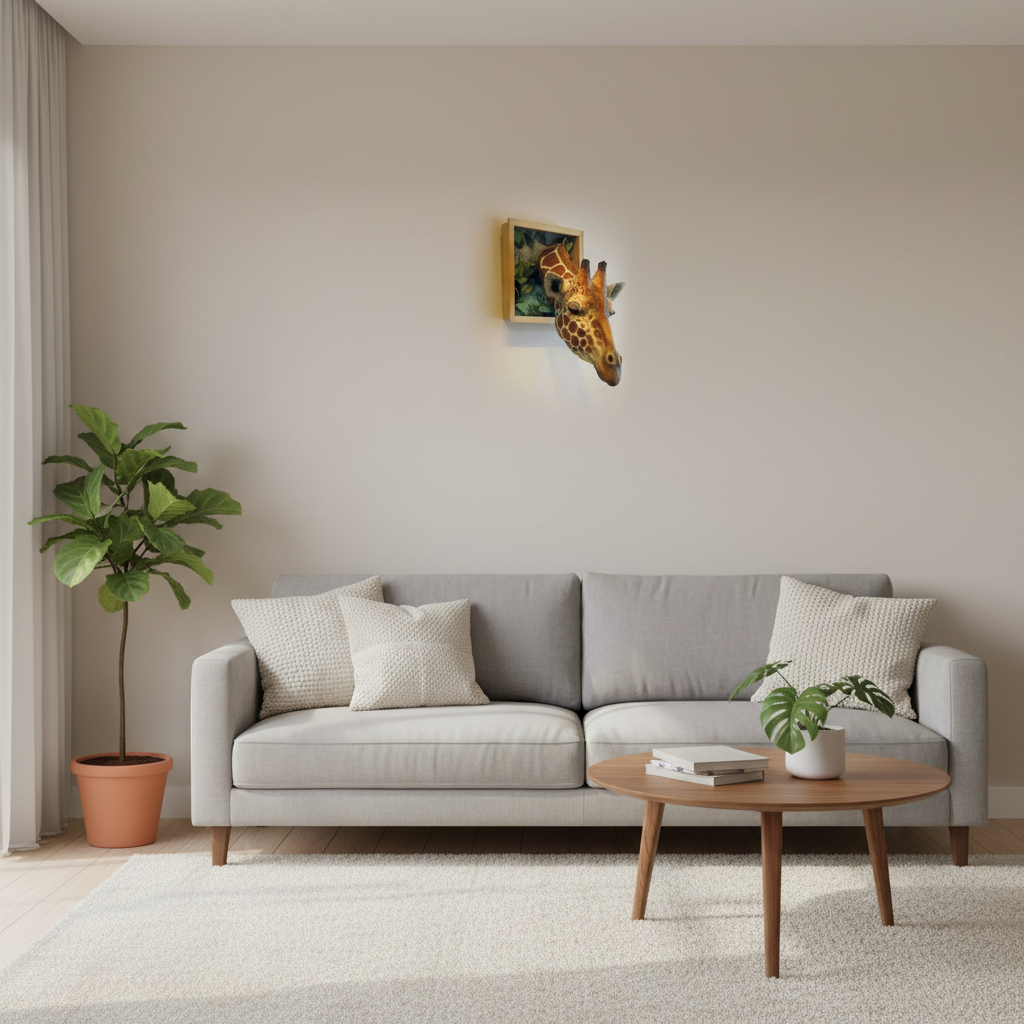 Stornfield | Giraffe head - Wall decoration - 3D sculpture - Lifesize decoration