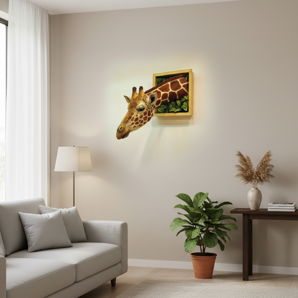 Stornfield | Giraffe head - Wall decoration - 3D sculpture - Lifesize decoration