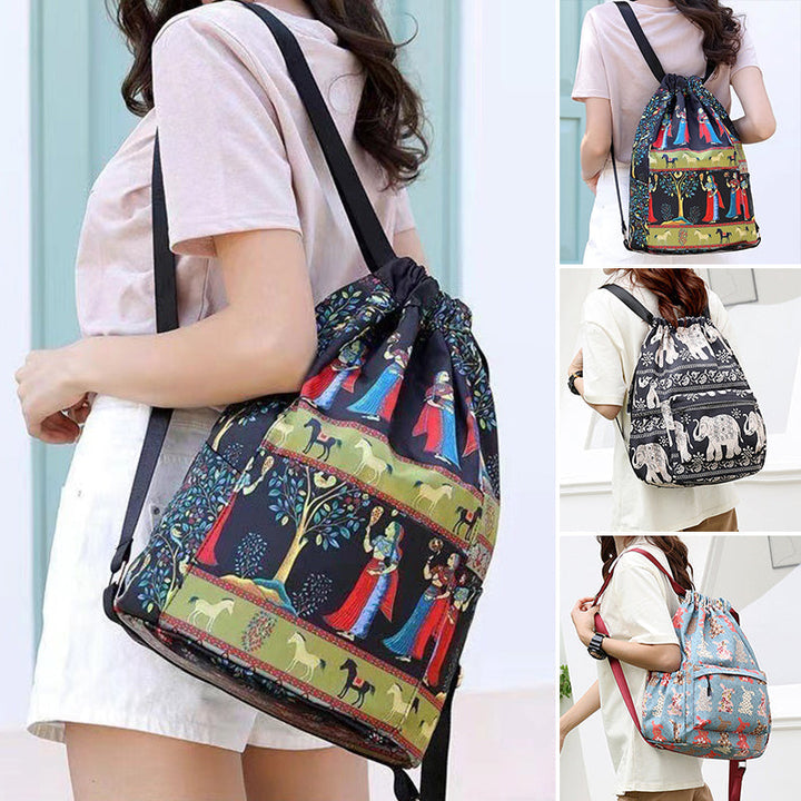 Drawstring shoulder bag in ethnic style | Stornfield