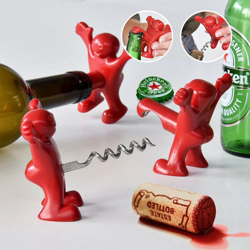 Happy Man Corkscrew - Bottle Opener, & Wine Stopper | Stornfield
