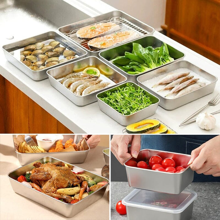 Stainless Steel Square Plate (With Lid) | Stornfield