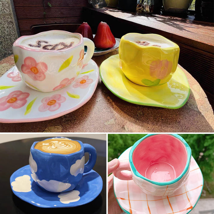 Creative hand-painted coffee cup, ceramic tea cup and saucer set | Stornfield