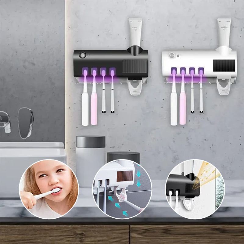 Smart UV Light Sterilizer Toothbrush Holder, Wall Mount Toothpaste Dispenser | Stornfield