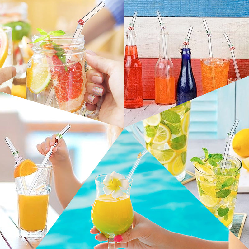 6 PCS Reusable Stained Glass Straws with Cleaning Brush | Stornfield