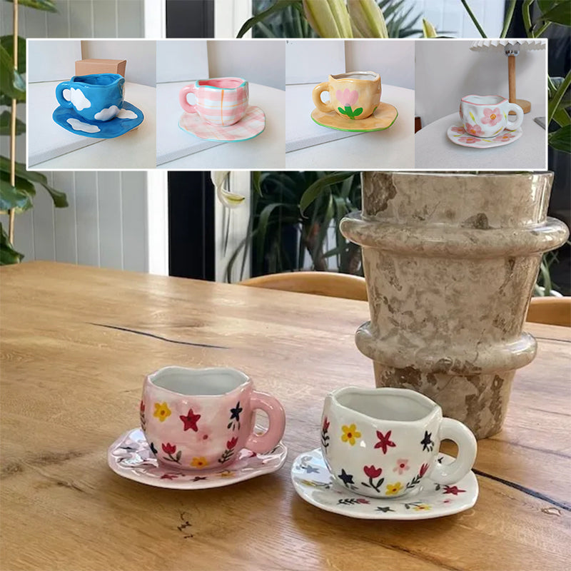 Creative hand-painted coffee cup, ceramic tea cup and saucer set | Stornfield