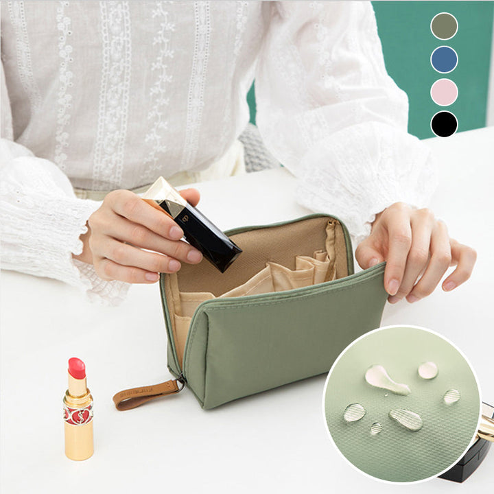 Solid color cosmetic bag with double zipper | Stornfield