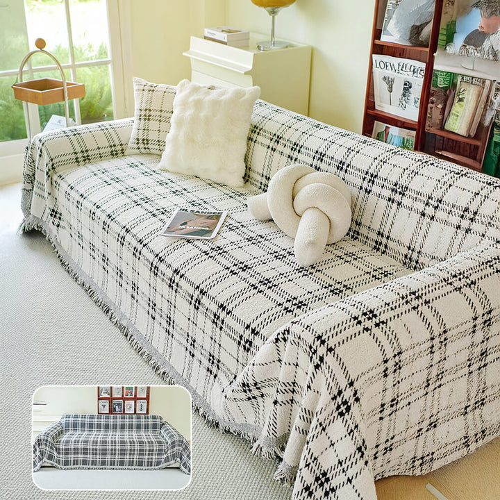 Classic Plaid Reversible Anti-Scratch Couch Cover Plush | Stornfield