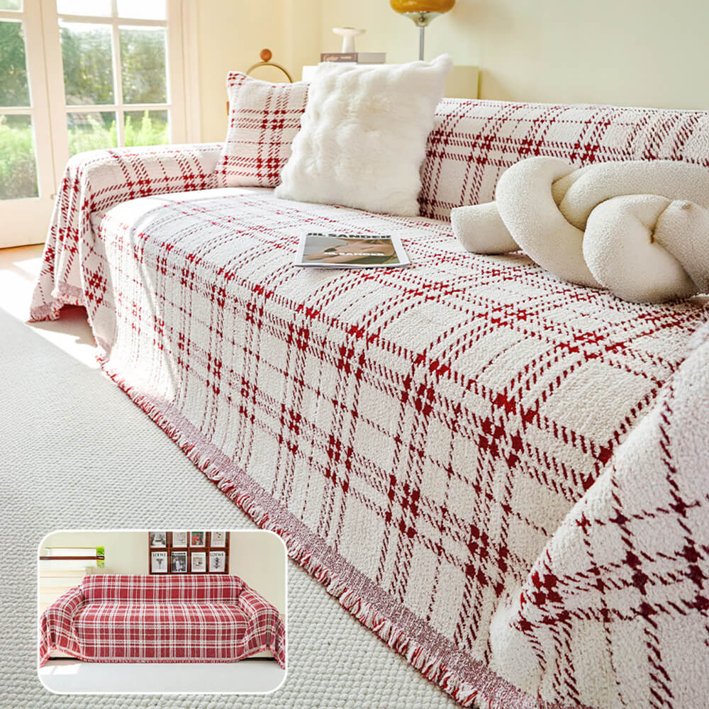 Classic Plaid Reversible Anti-Scratch Couch Cover Plush | Stornfield