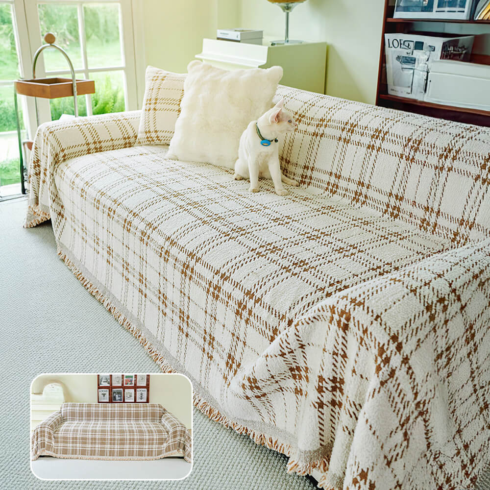 Classic Plaid Reversible Anti-Scratch Couch Cover Plush | Stornfield