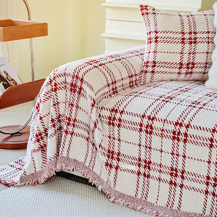 Classic Plaid Reversible Anti-Scratch Couch Cover Plush | Stornfield