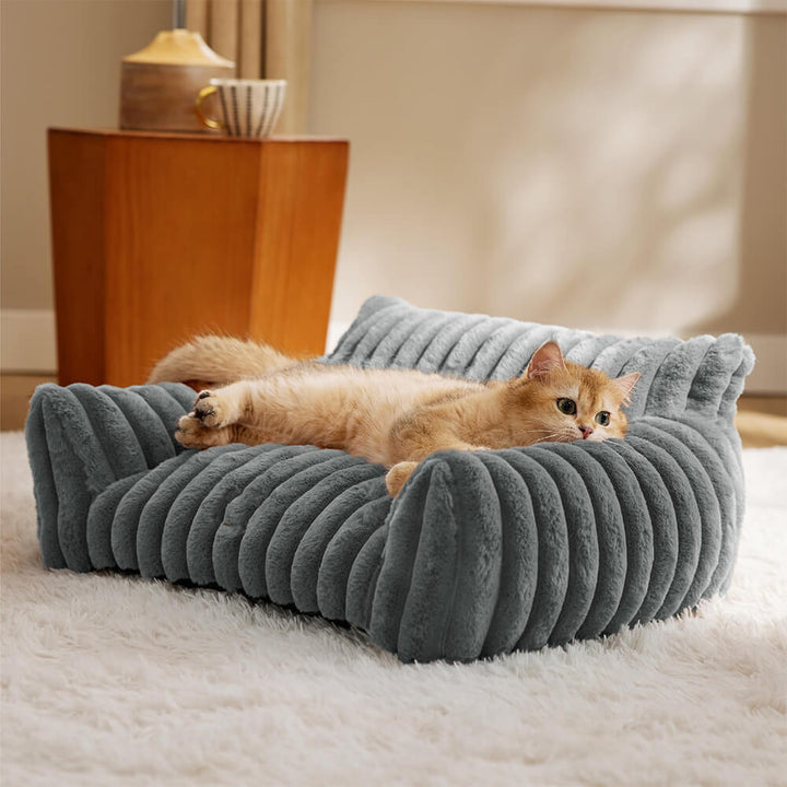 Faux Rabbit Fur Wave Pet Bed Ultimate Comfort Support | Stornfield