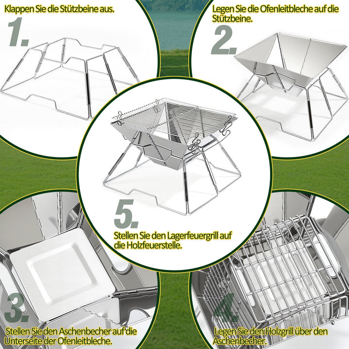 Foldable Camping Grill Stainless Steel with Height Adjustable Grill Rack | Stornfield