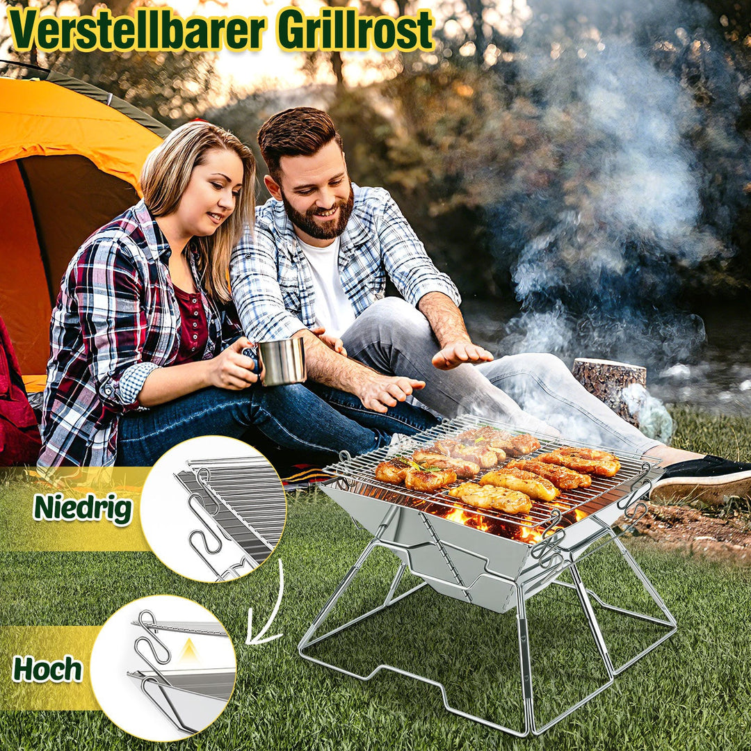 Foldable Camping Grill Stainless Steel with Height Adjustable Grill Rack | Stornfield
