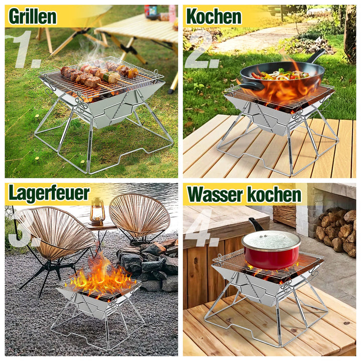 Foldable Camping Grill Stainless Steel with Height Adjustable Grill Rack | Stornfield
