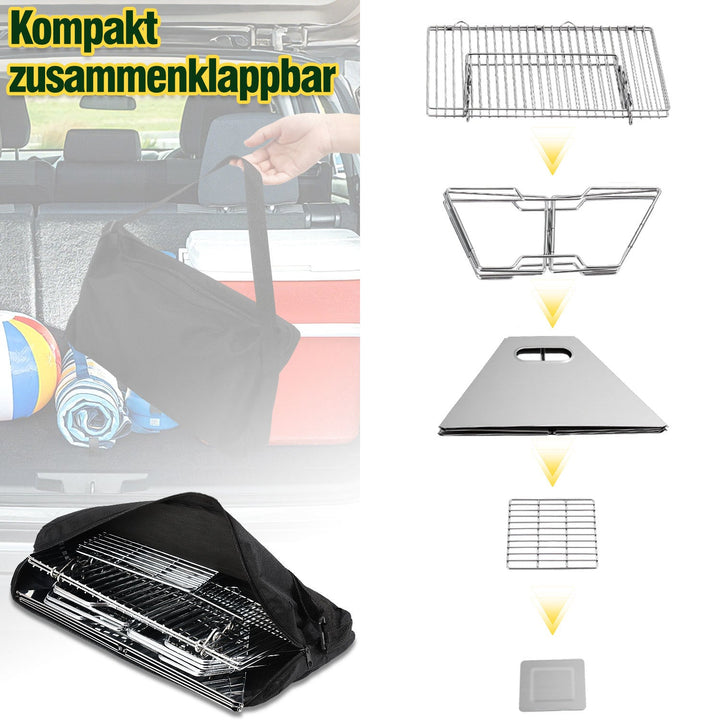 Foldable Camping Grill Stainless Steel with Height Adjustable Grill Rack | Stornfield