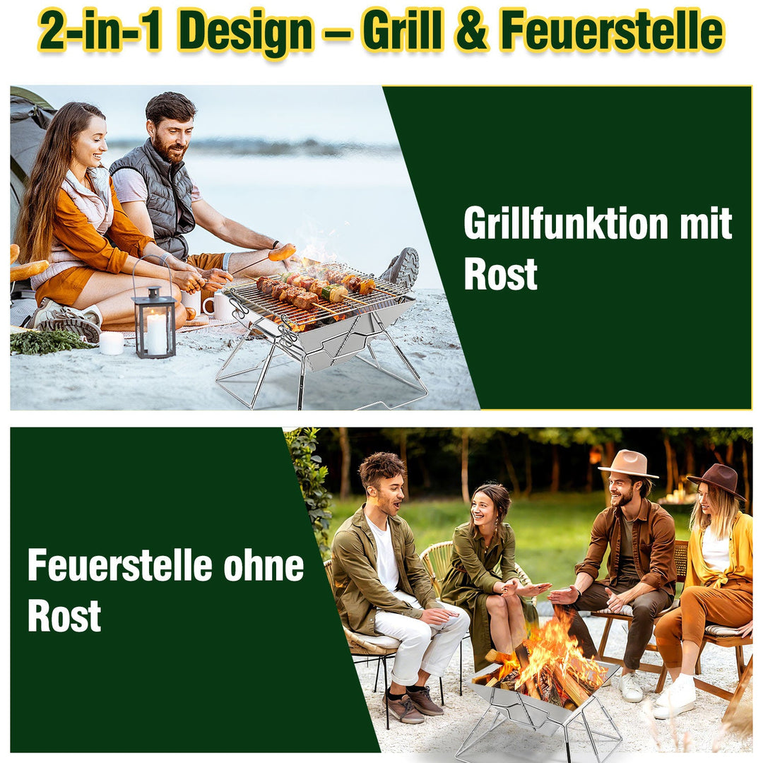 Foldable Camping Grill Stainless Steel with Height Adjustable Grill Rack | Stornfield