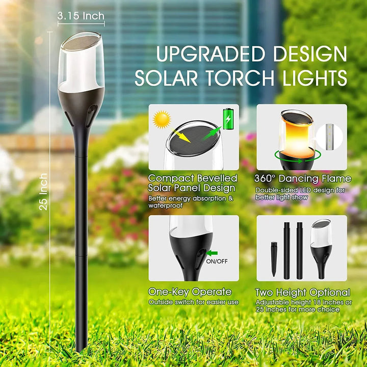 Stornfield | Outdoor Flickering Flame Lights, Solar Torch Garden Lamps, Waterproof LED for Patio Garden