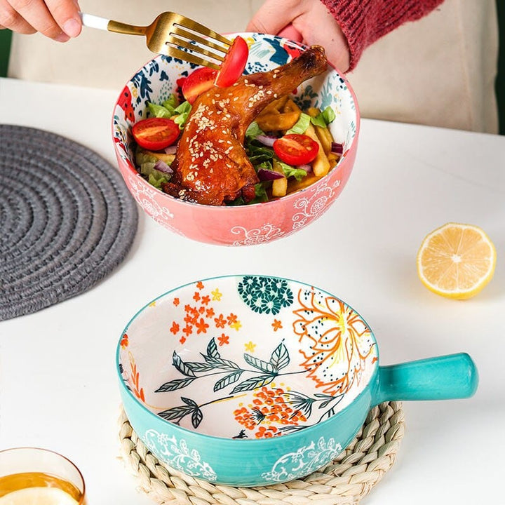 Floral single-handle ceramic bowl Stornfield