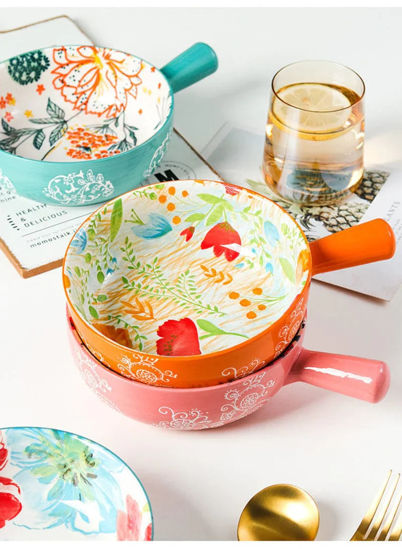 Floral single-handle ceramic bowl Stornfield