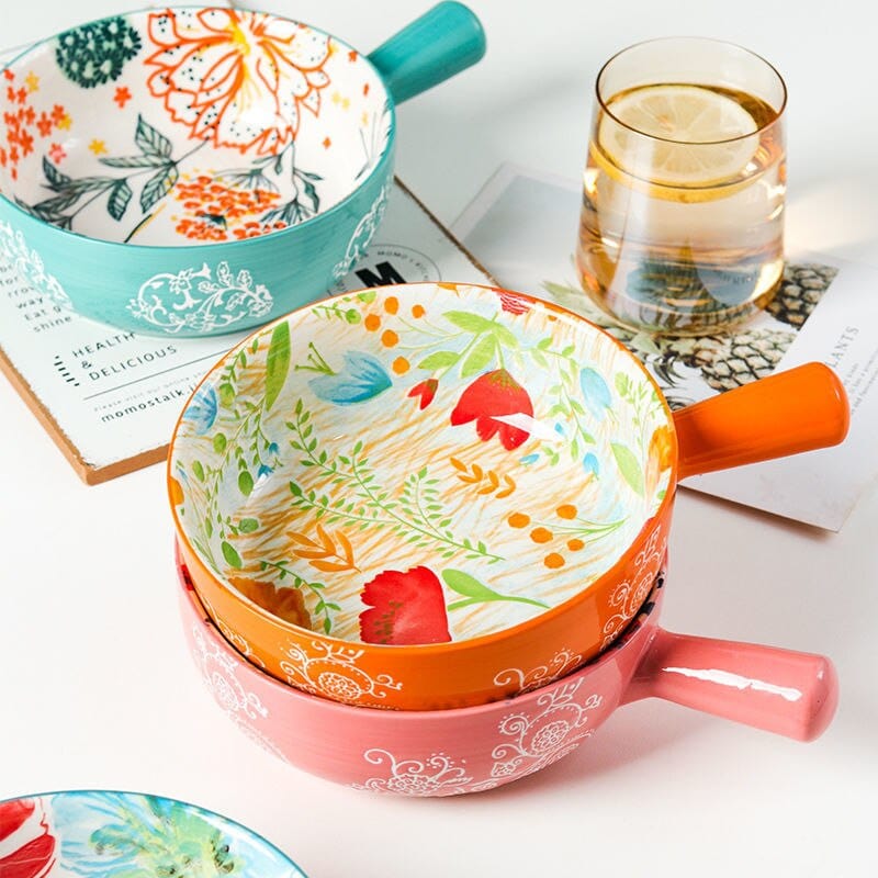 Floral single-handle ceramic bowl Stornfield