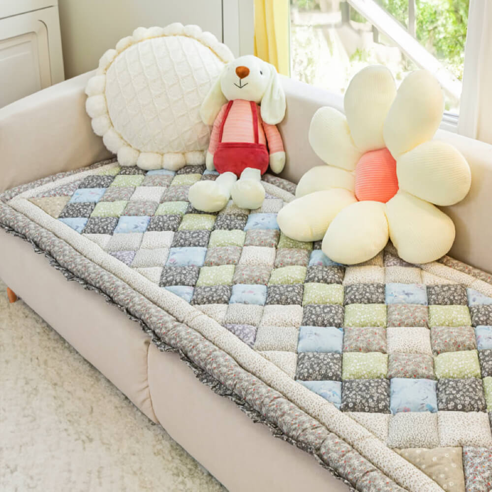Floral Handmade Pure Cotton Protective Couch Cover, Non-Slip | Stornfield