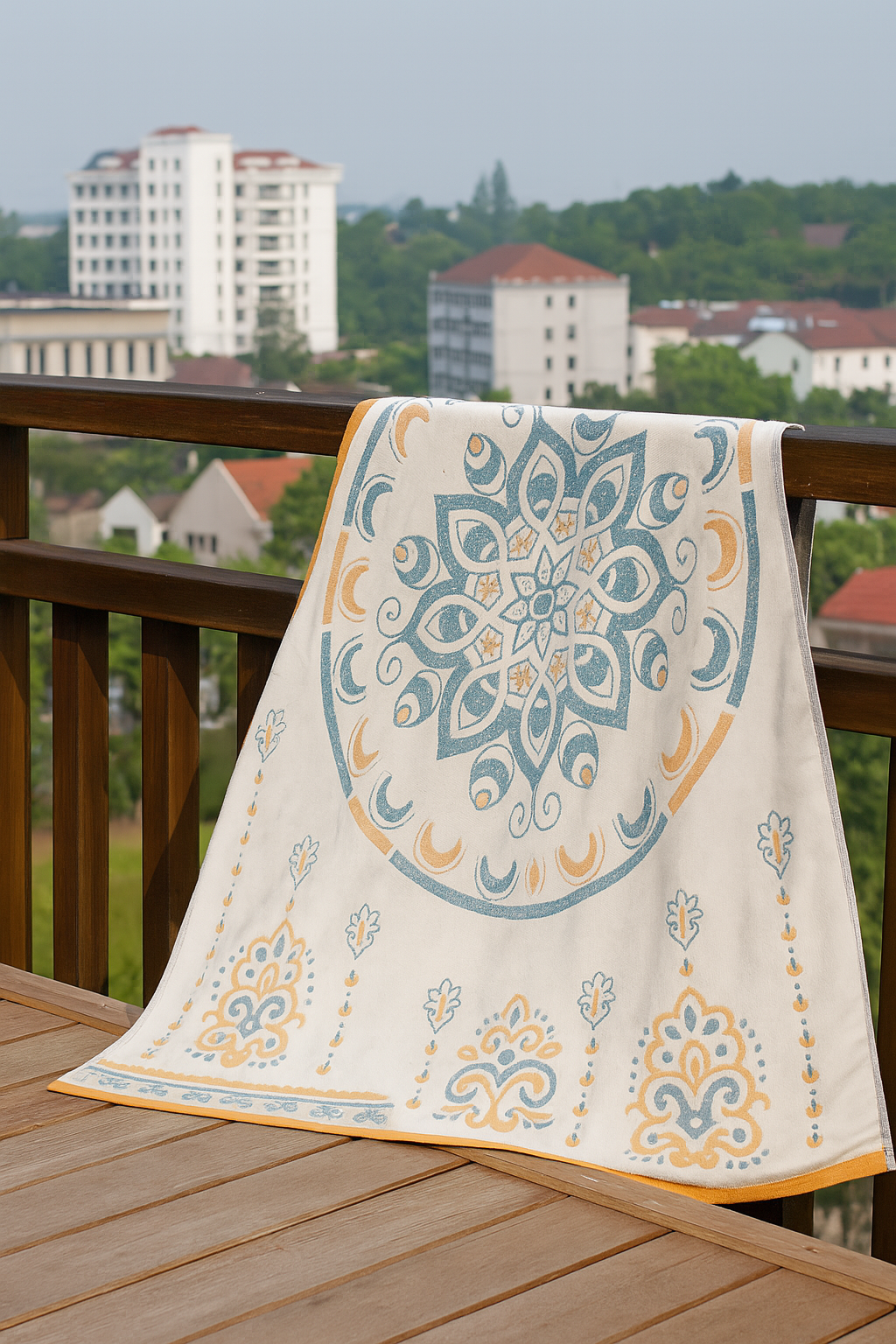 Flower Print Jacquard Cotton Bath Towel 70x140cm | Stornfield